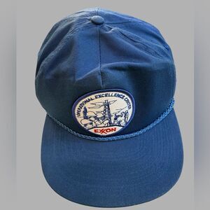Vintage Exxon Oilfield Hat Cap Operational Excellence Center Promo Blue The Game